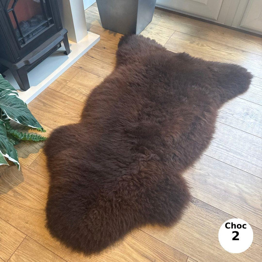 100% Undyed British & EU Rare Breed Sheepskin Rugs in Natural Brown