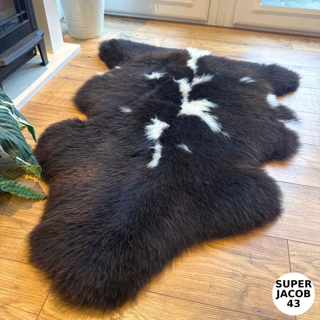 100% British Supersize Jacob Undyed Rare Breed Sheepskin Rug - Super Jacob 43