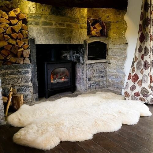 Sheepland Genuine Ivory Long Fur Sheepskin Quad Rug