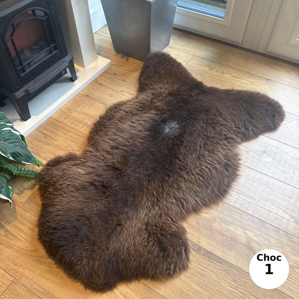 100% Undyed British & EU Rare Breed Sheepskin Rugs in Natural Brown