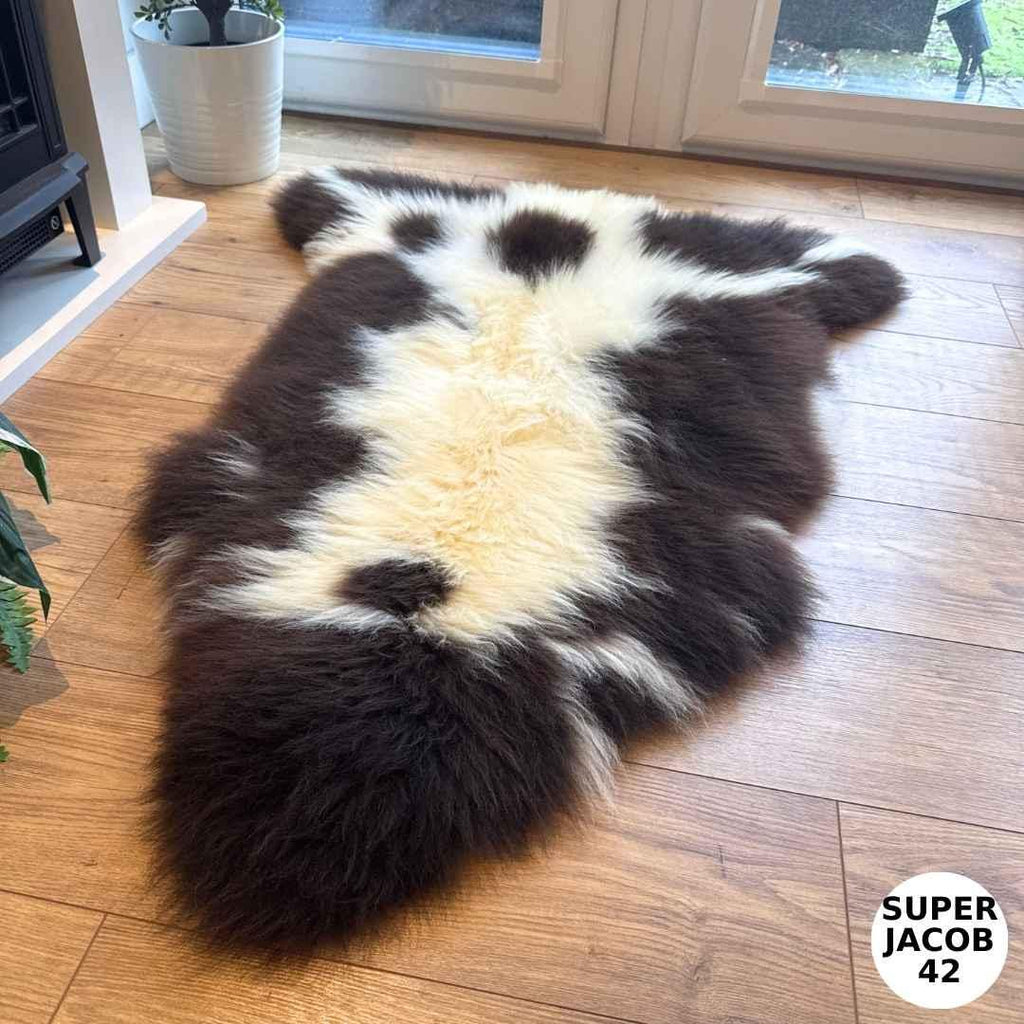 100% British Supersize Jacob Undyed Rare Breed Sheepskin Rug - Super Jacob 42
