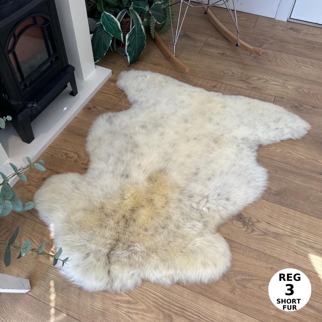 100% Undyed Rare Breed Sheepskin Rugs - Reg 3 Short Fur