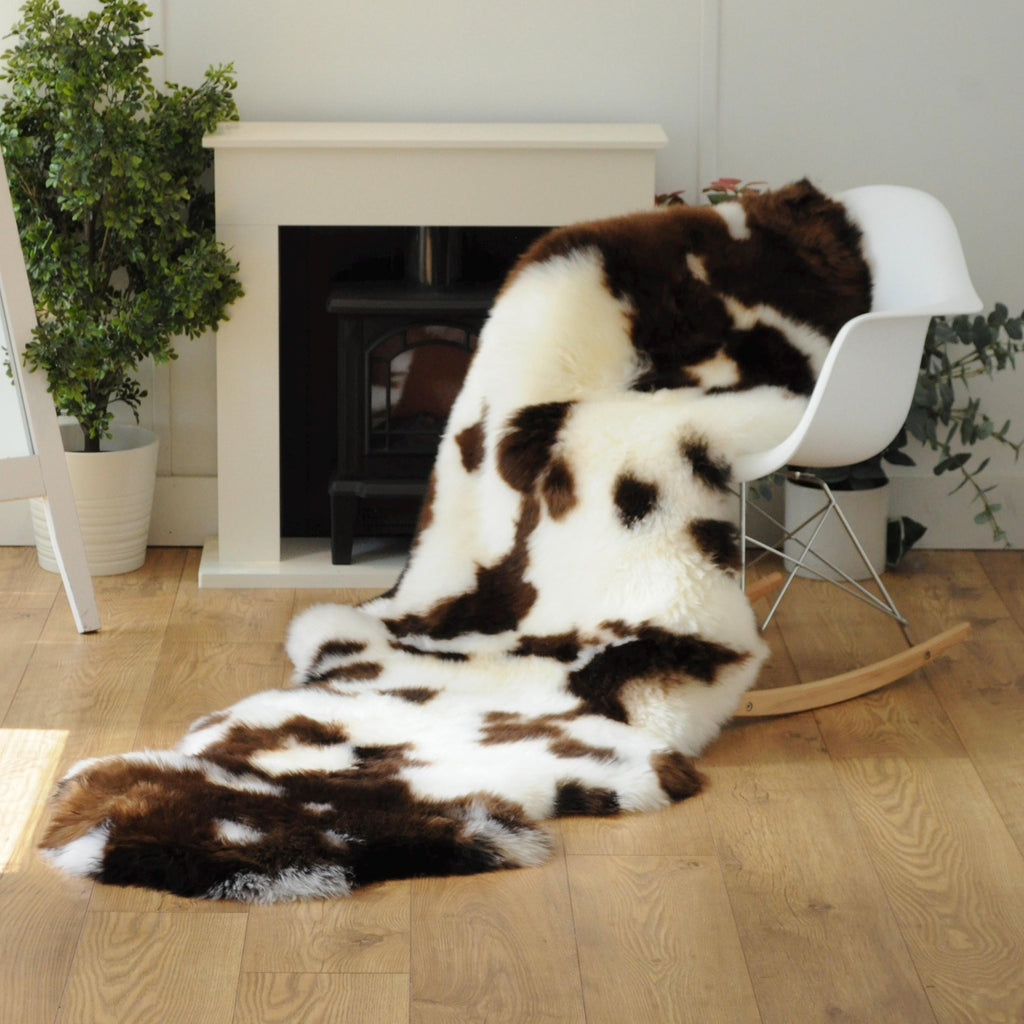 Sheepland Double Long Fur Sheepskin Rugs - Dyed Jacob Style