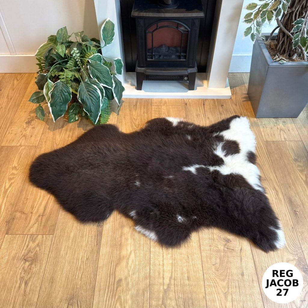 100% British Regular Jacob Undyed Rare Breed Sheepskin Rug - Reg Jacob 27