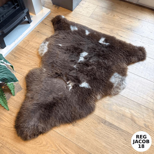 100% British Regular Jacob Undyed Rare Breed Sheepskin Rug - Reg Jacob 18