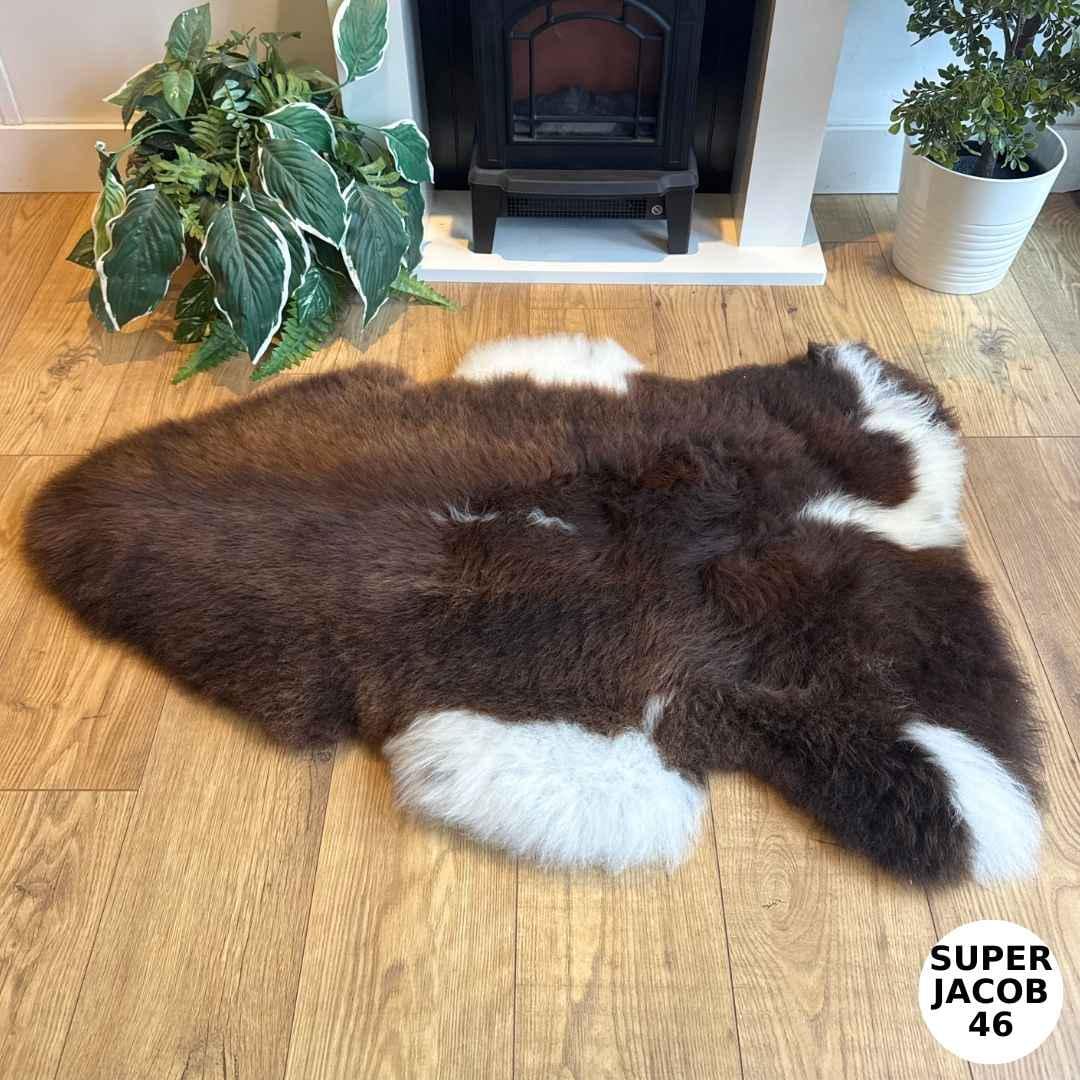 100% British Supersize Jacob Undyed Rare Breed Sheepskin Rug - Super Jacob 46