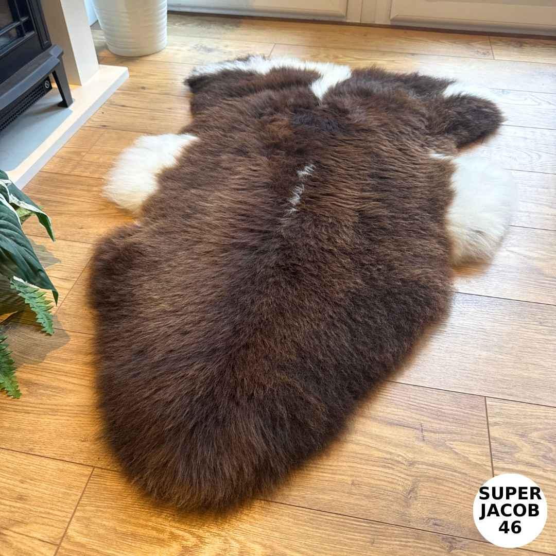 100% British Supersize Jacob Undyed Rare Breed Sheepskin Rug - Super Jacob 46