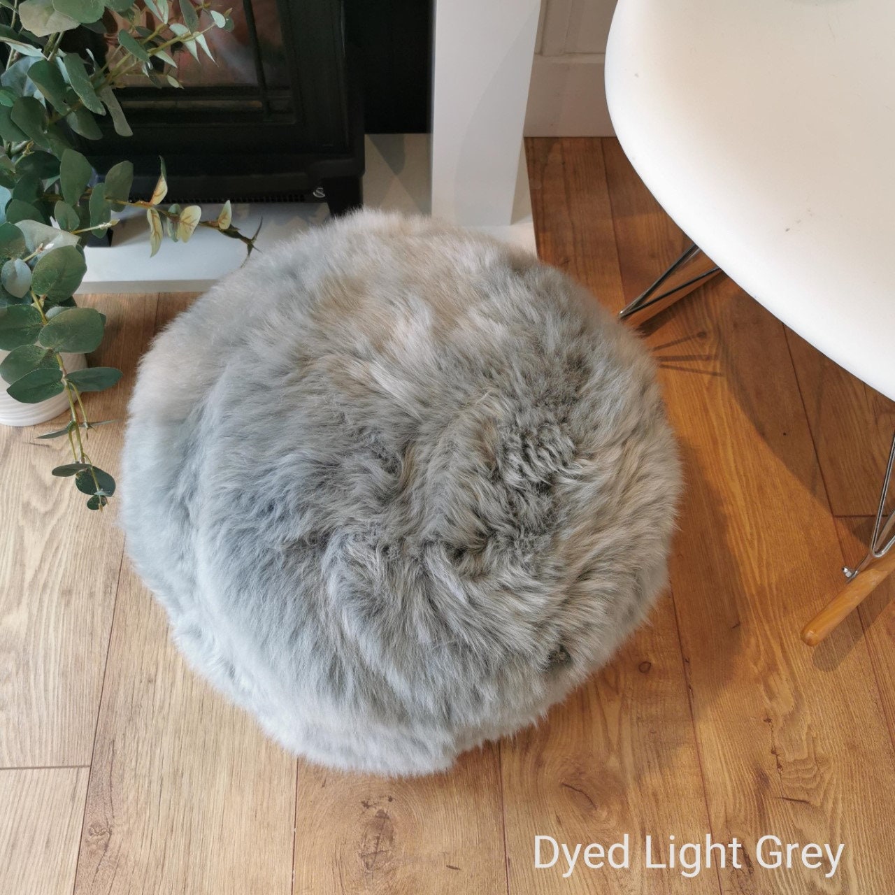 Luxury Handmade Grey British Sheepskin Pouffe