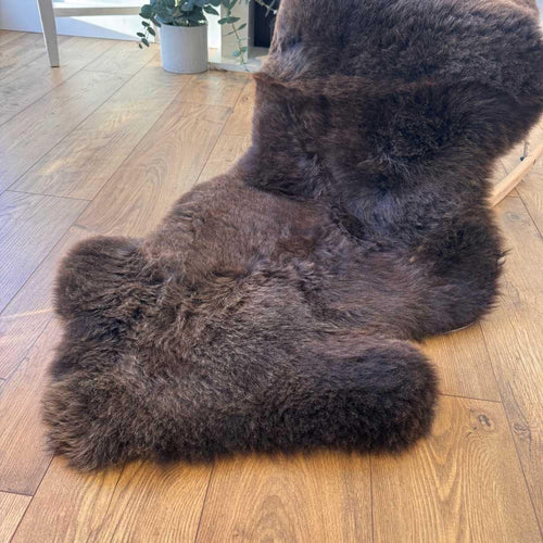 100% British Rare Breed Double Sheepskin Rug in Undyed "Moorland Sable" – Handmade in Somerset
