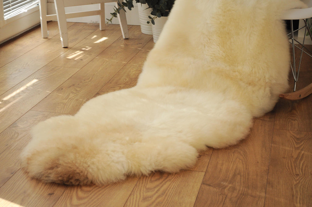 100% British Rare Breed Double Sheepskin Rug in Honey Cinnamon - Handmade in Somerset