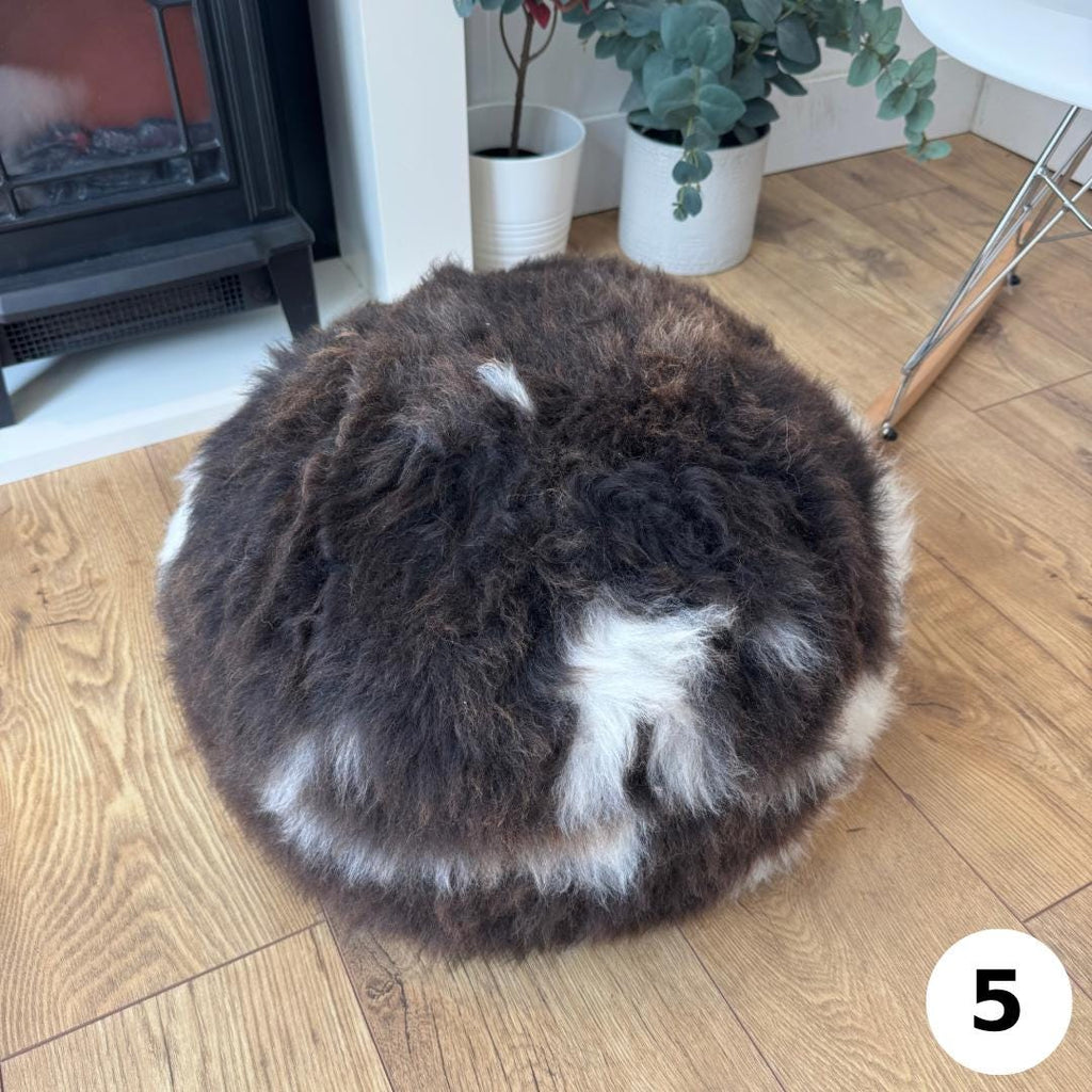 Luxury Handmade 100% British Jacob Sheepskin Pouffe - 5