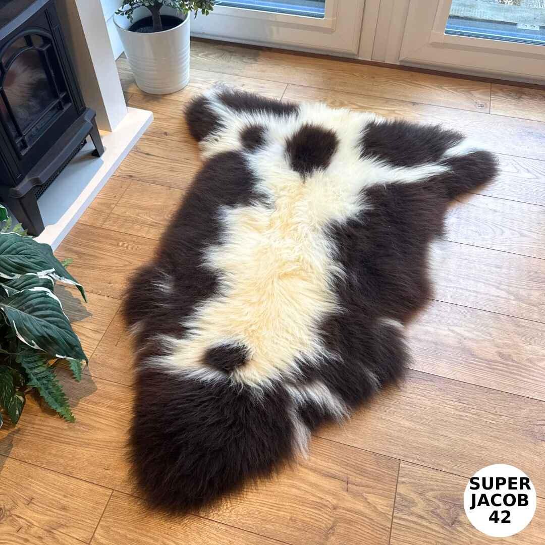 100% British Supersize Jacob Undyed Rare Breed Sheepskin Rug - Super Jacob 42
