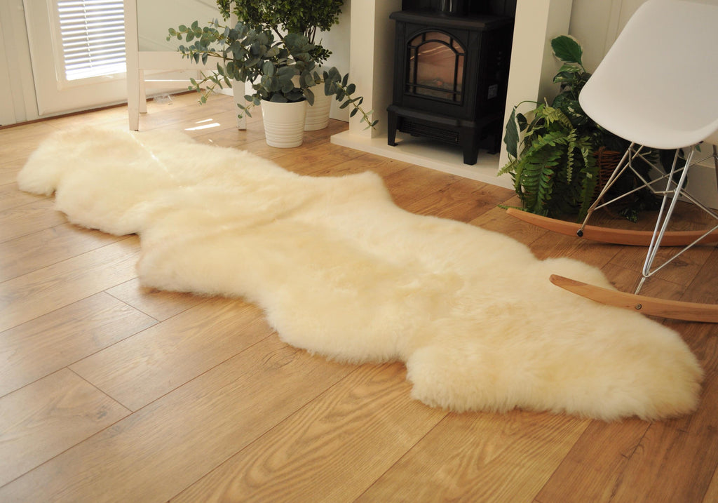 100% British Rare Breed Double Sheepskin Rug in Honey Cinnamon - Handmade in Somerset