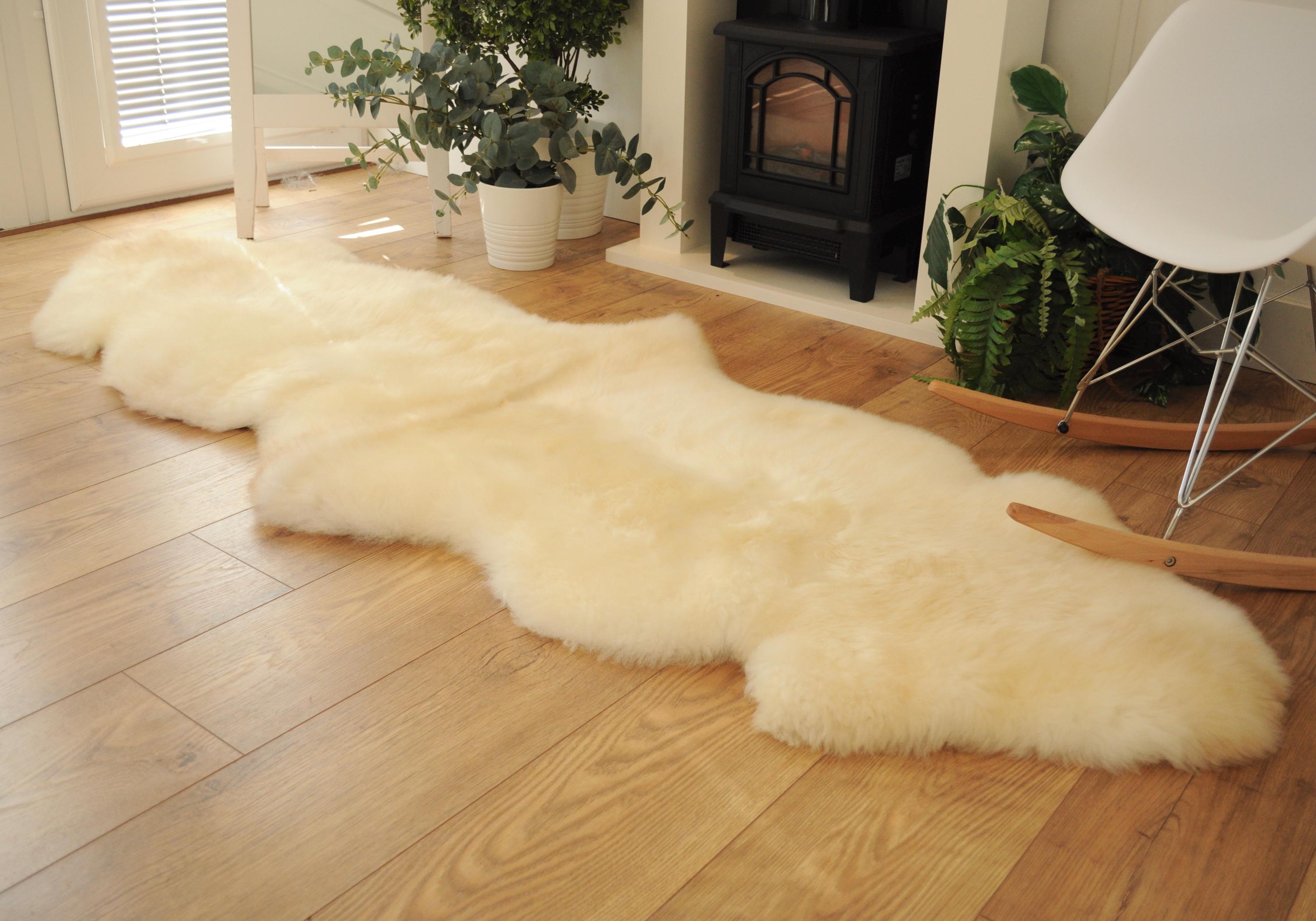 100% British Rare Breed Double Sheepskin Rug in Honey Cinnamon - Handmade in Somerset
