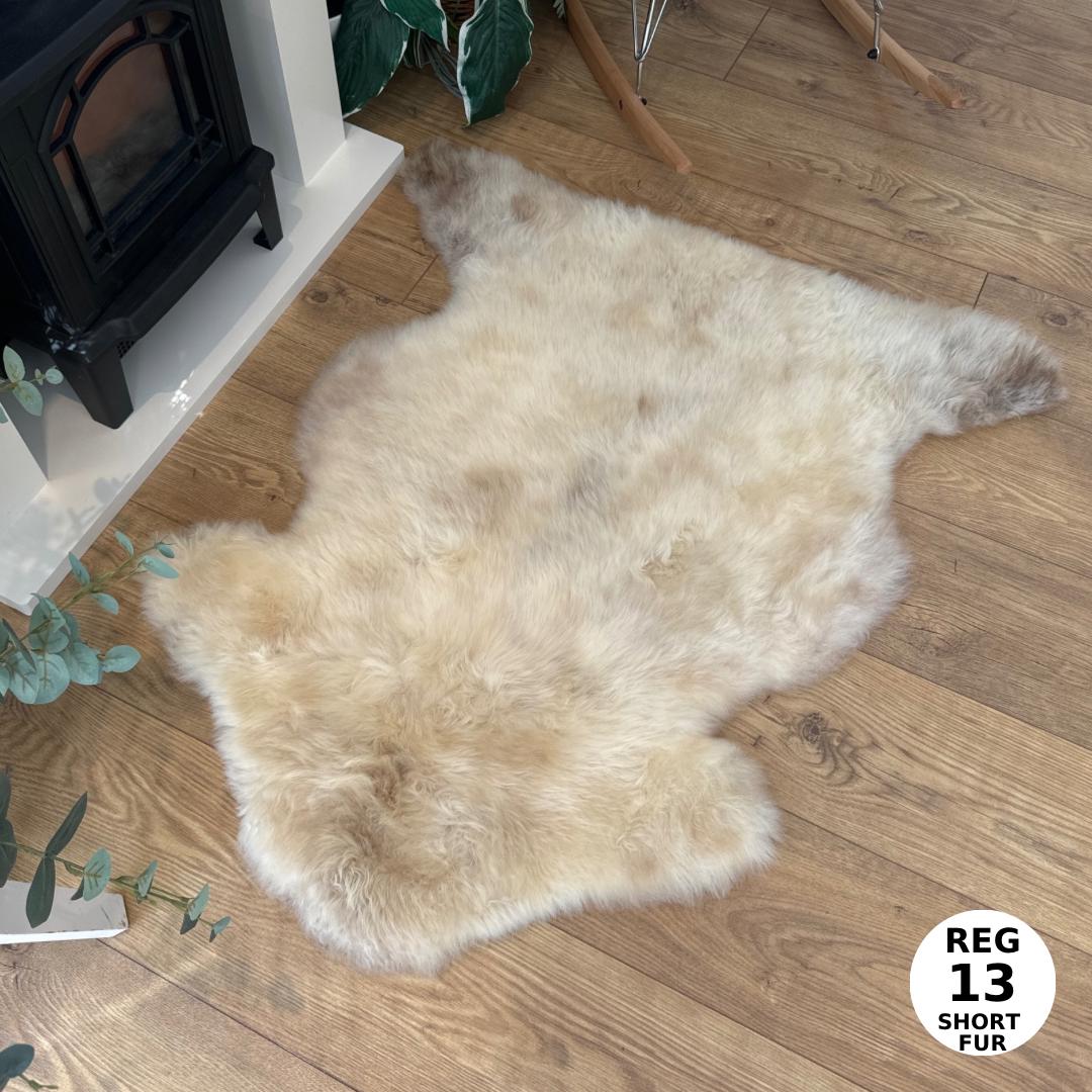 100% Undyed Rare Breed Sheepskin Rugs - Reg 13 Short Fur