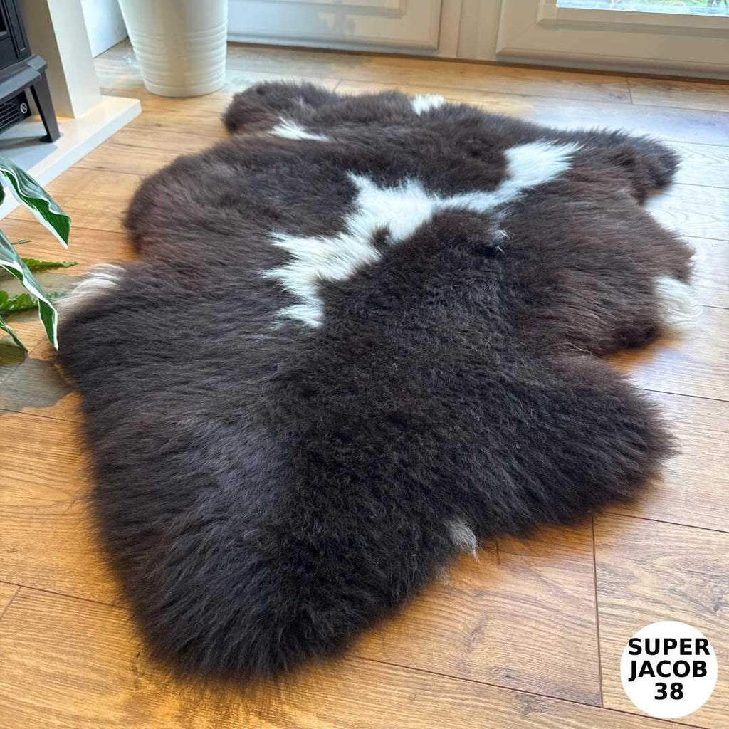 100% British Super Sized Jacob Undyed Rare Breed Sheepskin Rug - Super Jacob 38