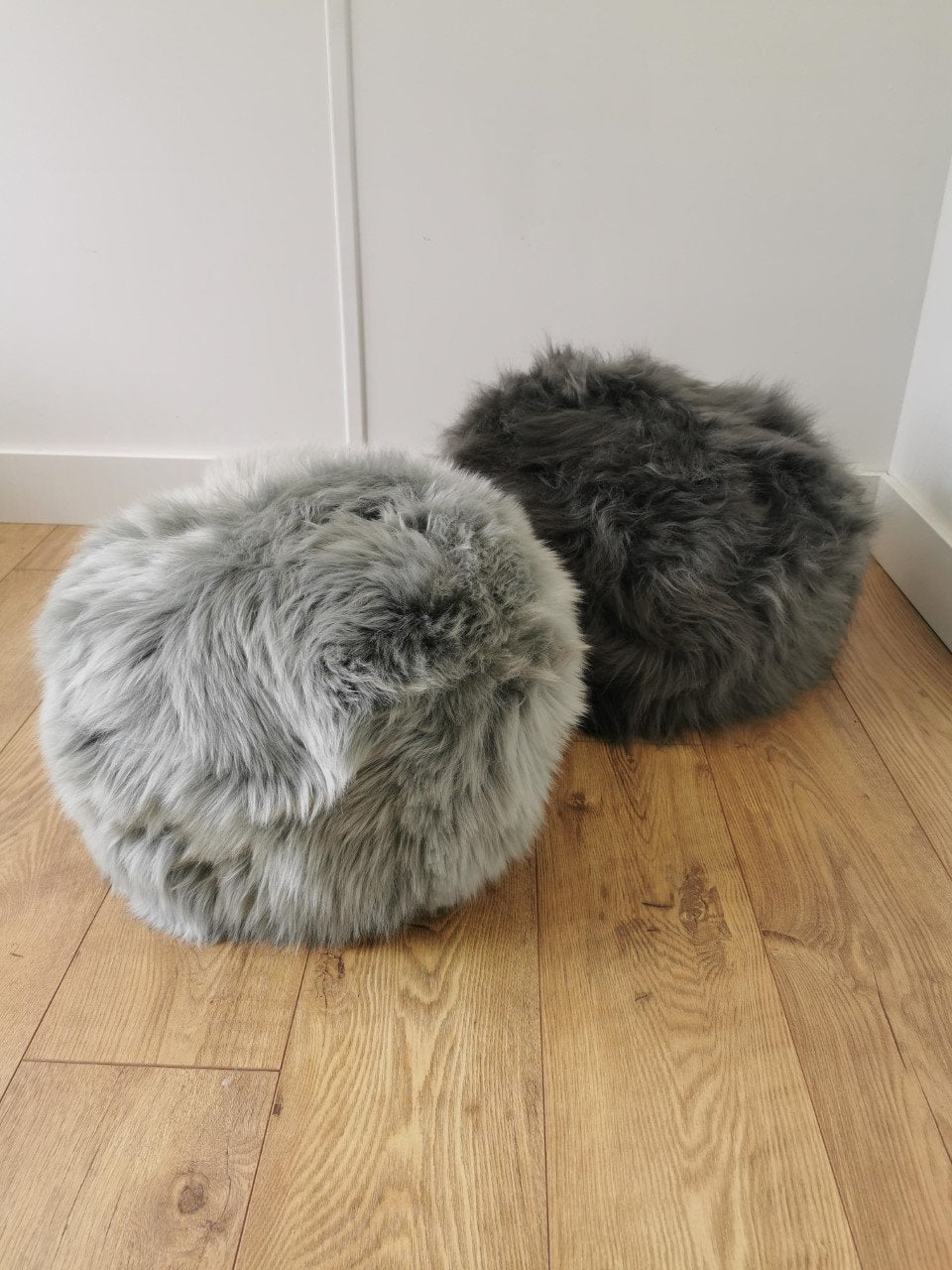 Luxury Handmade Grey British Sheepskin Pouffe