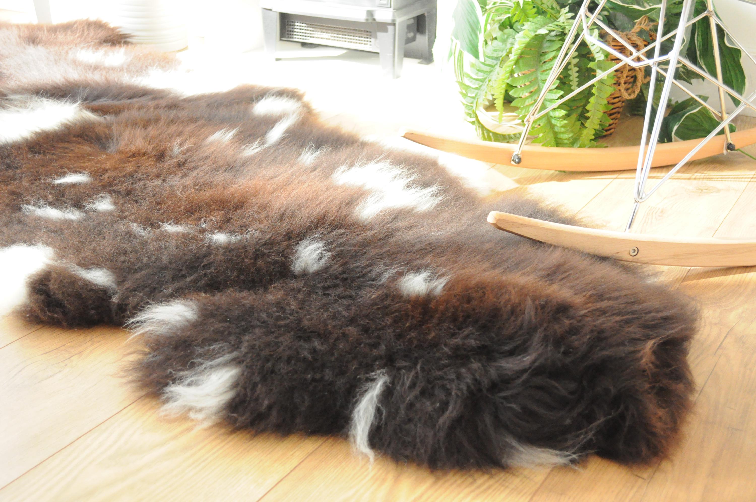 100% British Jacob Undyed Rare Breed Supersize Sheepskin Double Rug - Handmade in Somerset