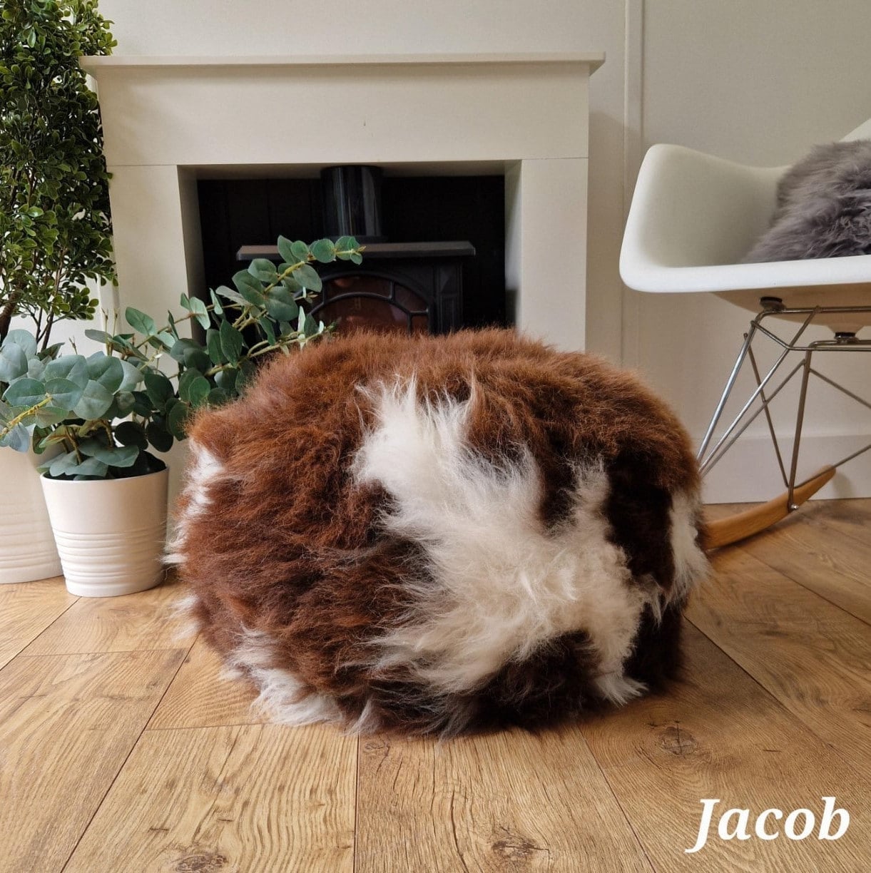 Luxury Handmade British Organic Rare Breed Jacob Sheepskin Pouffe