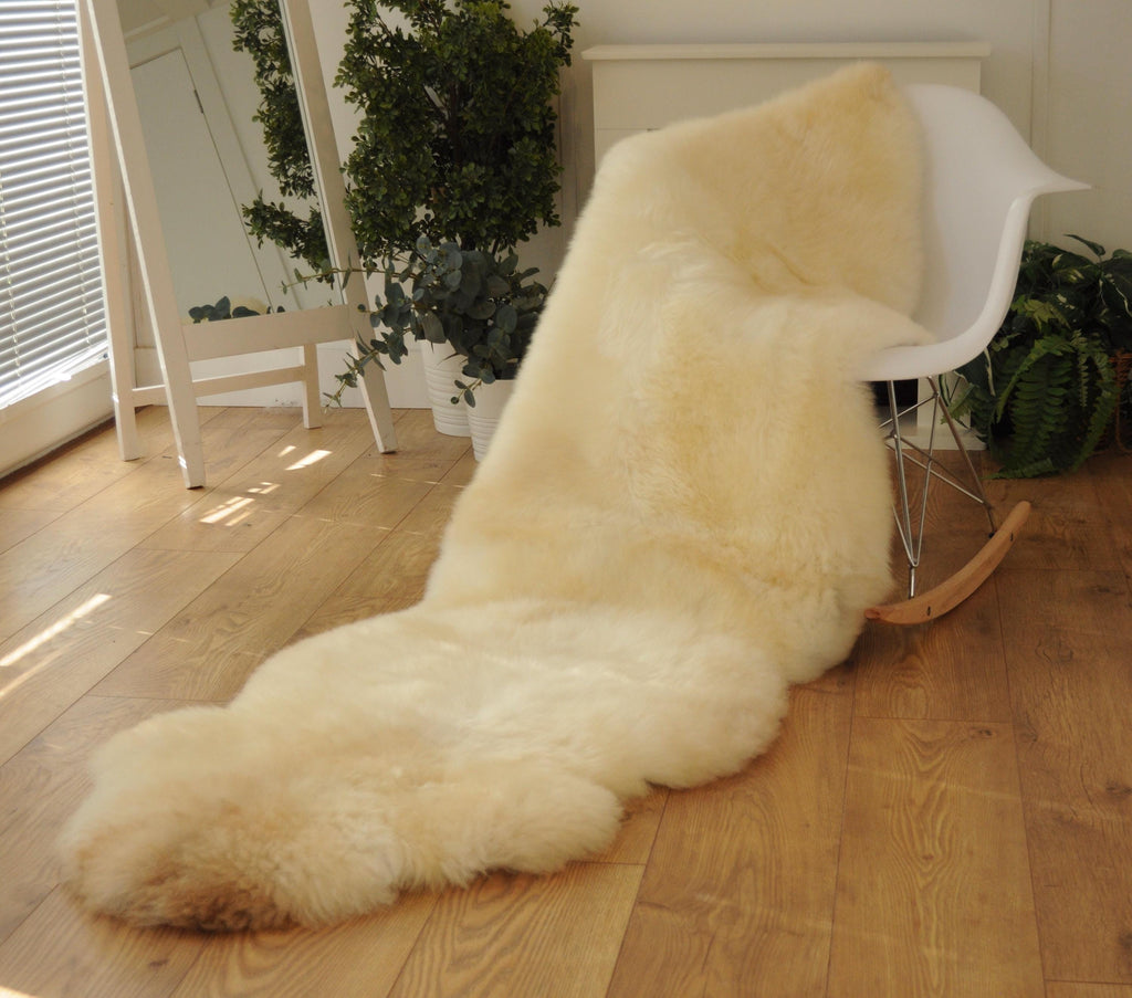 100% British Rare Breed Double Sheepskin Rug in Honey Cinnamon - Handmade in Somerset