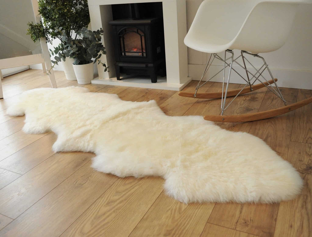 Sheepland Genuine Ivory Long Fur Double Sheepskin Rug