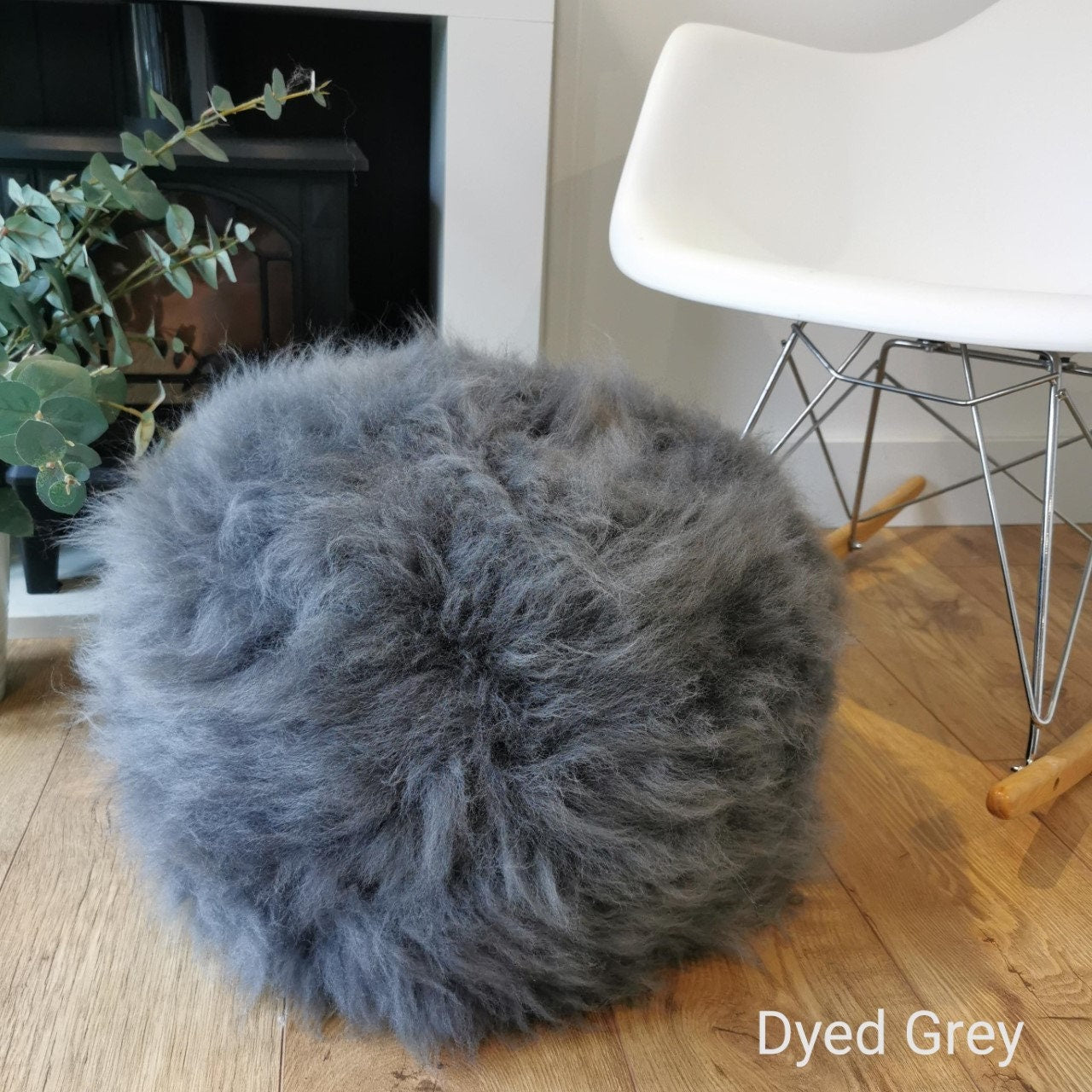 Luxury Handmade Grey British Sheepskin Pouffe