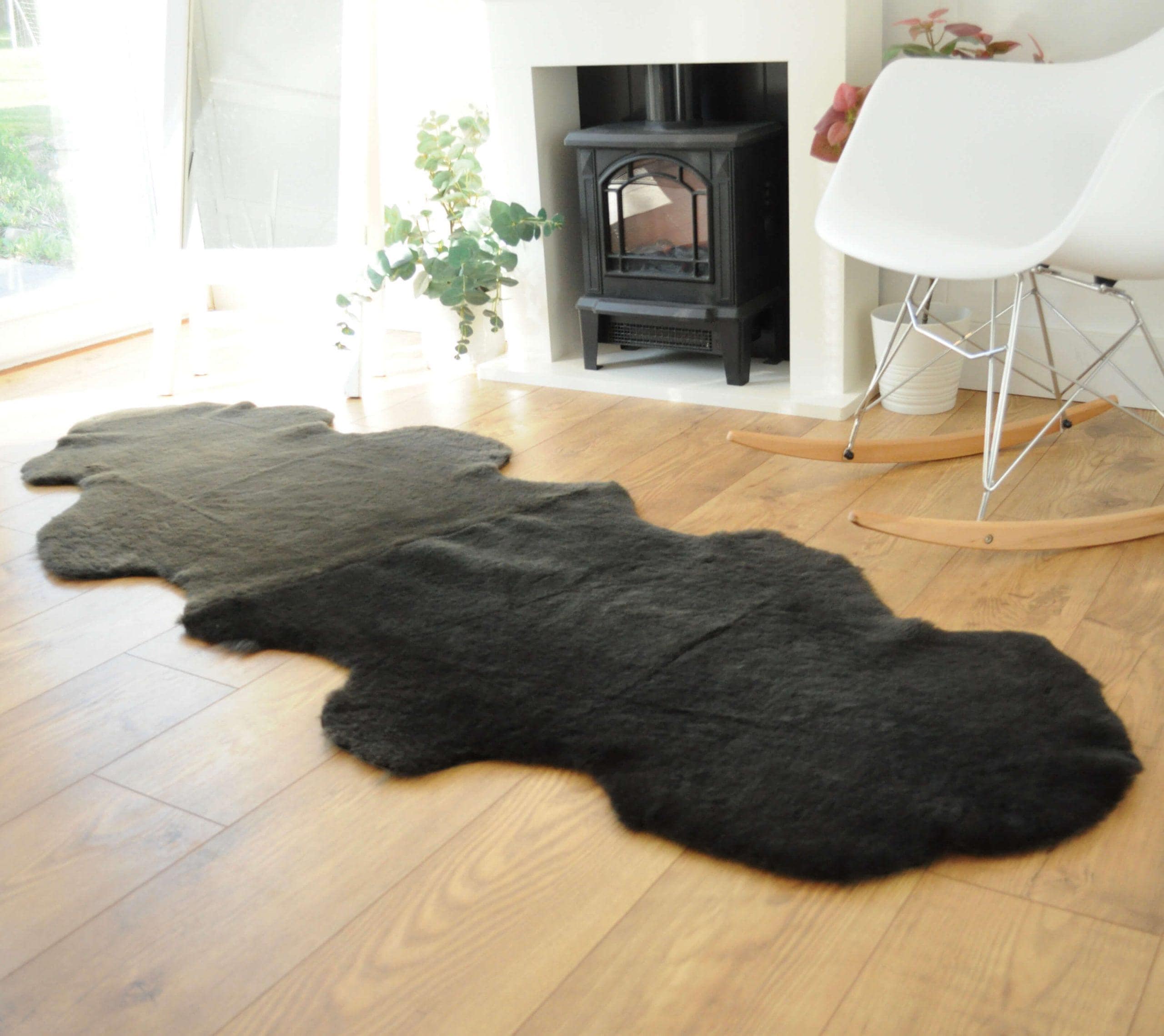 100% British Twinface Double Sheepskin Rug in Deep Chocolate – Handmade in Somerset