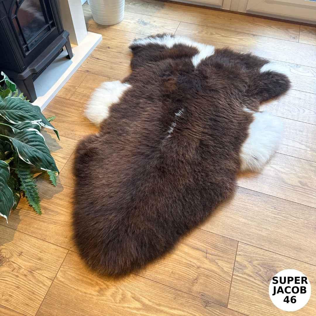 100% British Supersize Jacob Undyed Rare Breed Sheepskin Rug - Super Jacob 46