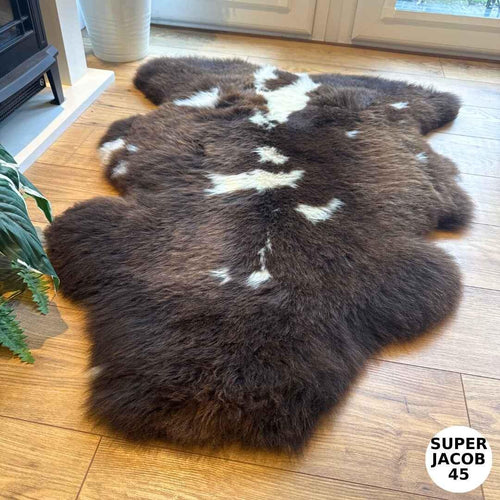 100% British Supersize Jacob Undyed Rare Breed Sheepskin Rug - Super Jacob 45