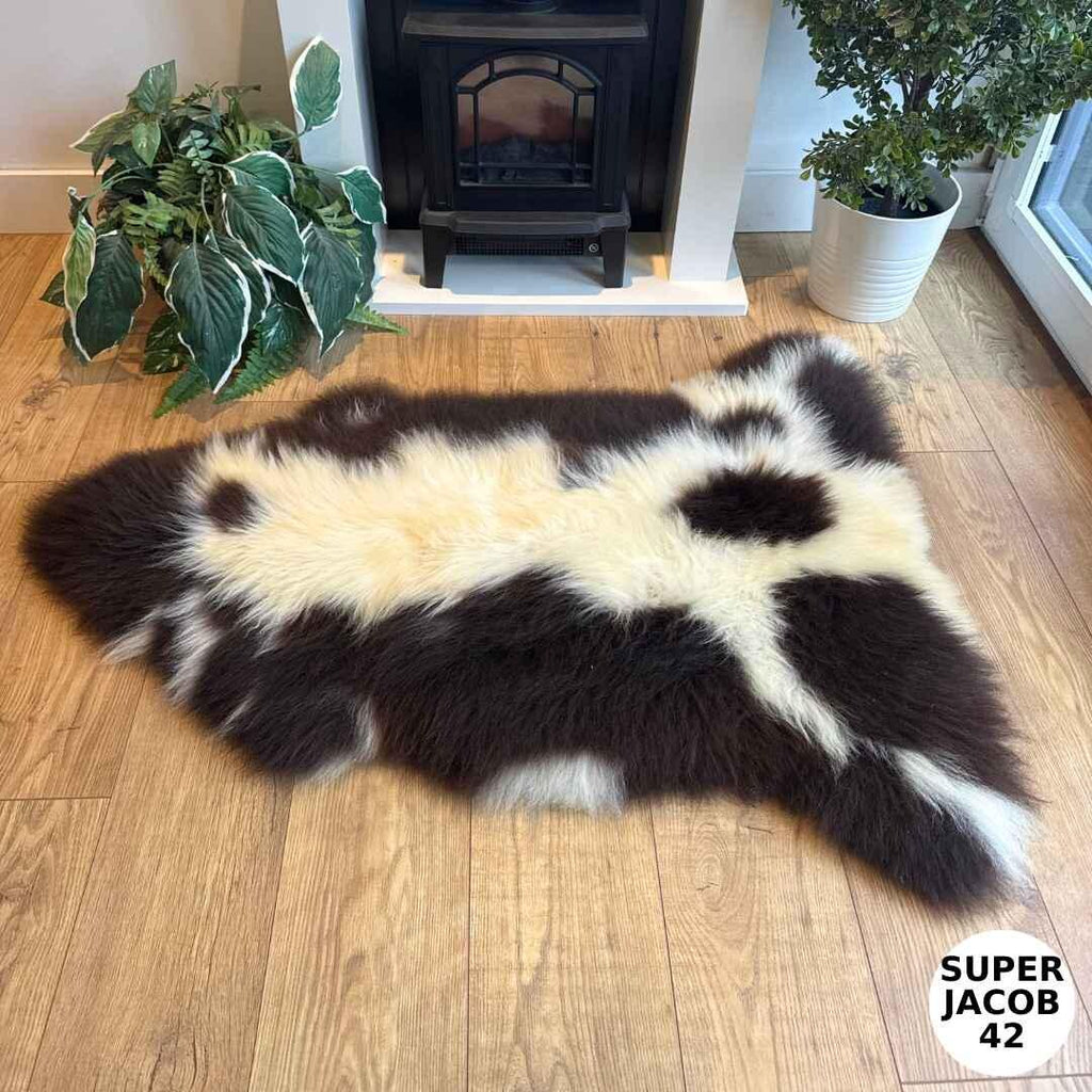 100% British Supersize Jacob Undyed Rare Breed Sheepskin Rug - Super Jacob 42