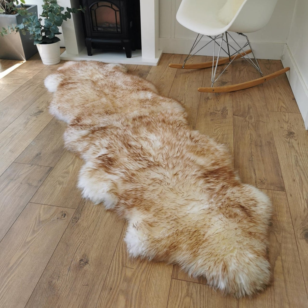 Sheepland Genuine Wolf Tipped Long Fur Double Sheepskin Rug