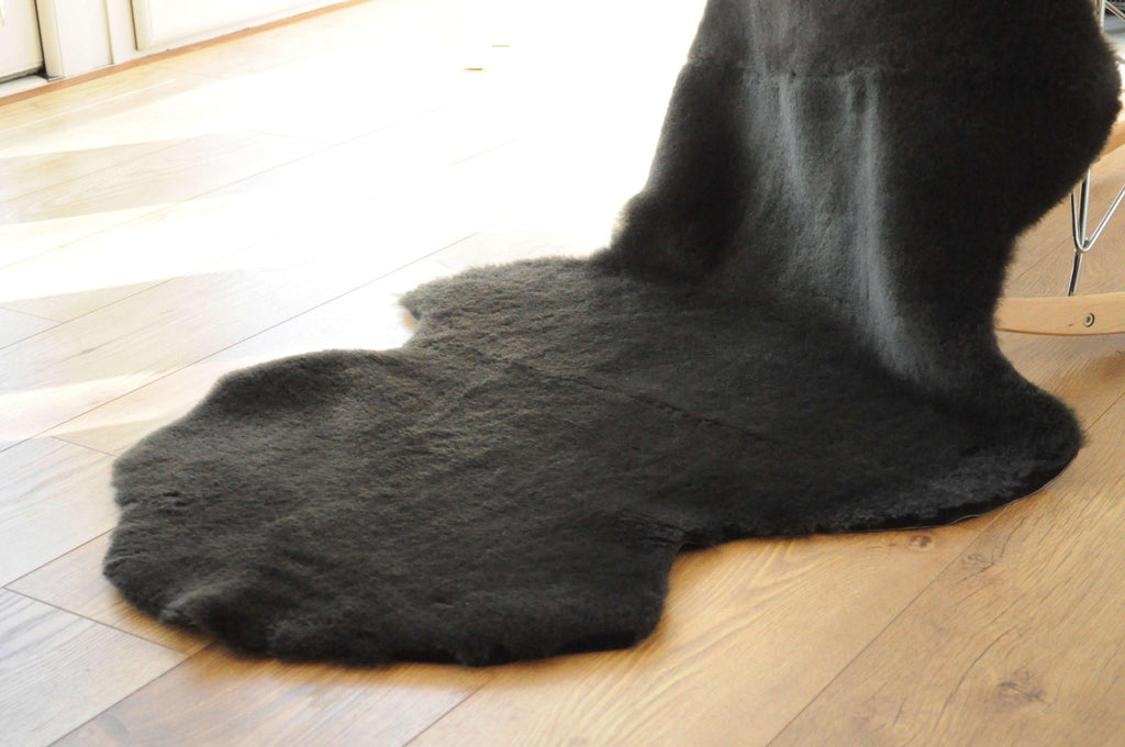 100% British Twinface Double Sheepskin Rug in Deep Chocolate – Handmade in Somerset