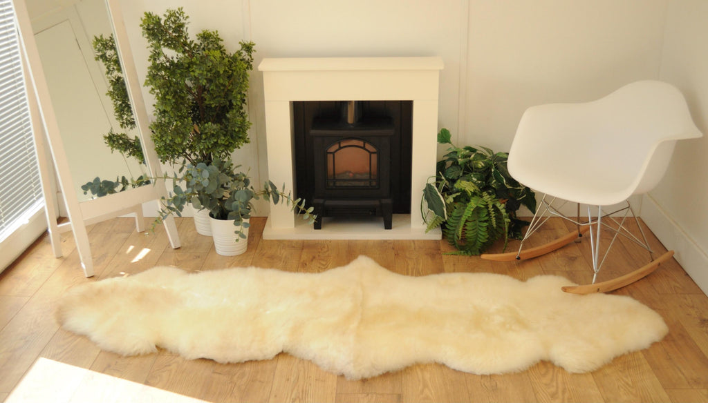 100% British Rare Breed Double Sheepskin Rug in Honey Cinnamon - Handmade in Somerset