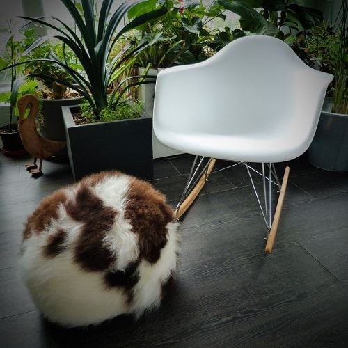 Luxury Handmade British Organic Rare Breed Jacob Sheepskin Pouffe