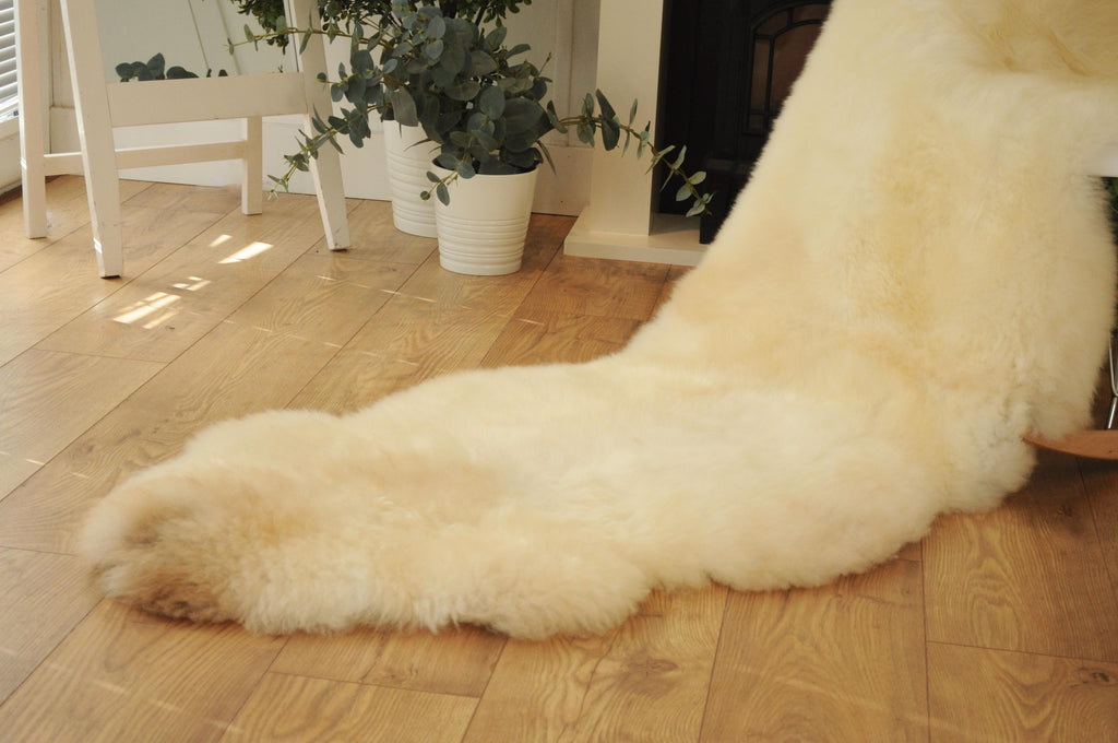 100% British Rare Breed Double Sheepskin Rug in Honey Cinnamon - Handmade in Somerset