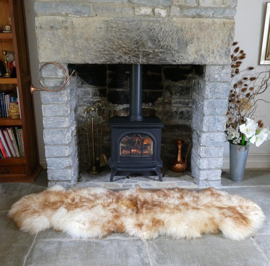 Sheepland Genuine Wolf Tipped Long Fur Double Sheepskin Rug