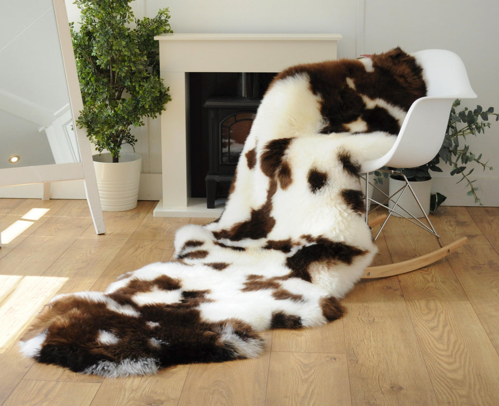 Sheepland Double Long Fur Sheepskin Rugs - Dyed Jacob Style