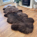 100% British Rare Breed Double Sheepskin Rug in Undyed "Moorland Sable" – Handmade in Somerset