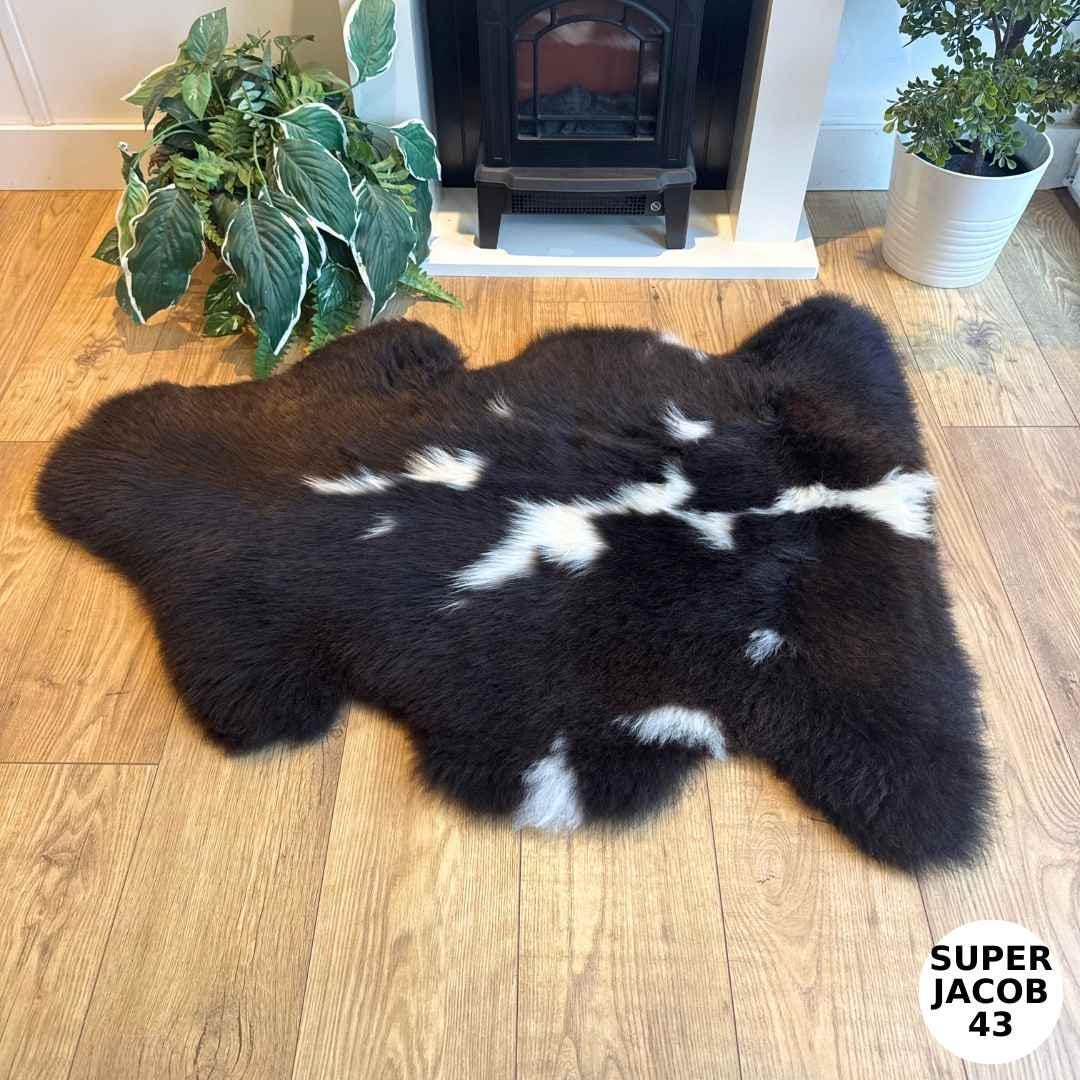 100% British Supersize Jacob Undyed Rare Breed Sheepskin Rug - Super Jacob 43