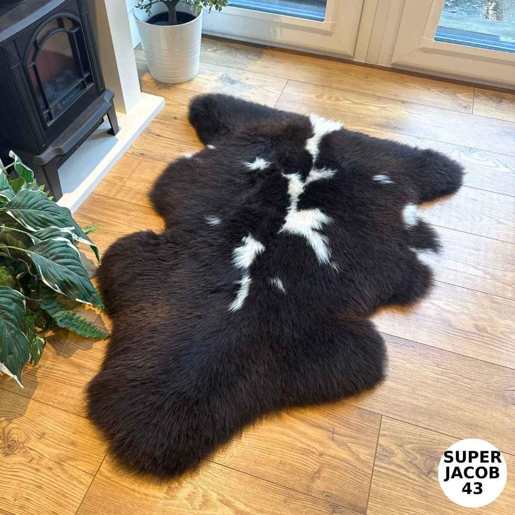 100% British Supersize Jacob Undyed Rare Breed Sheepskin Rug - Super Jacob 43