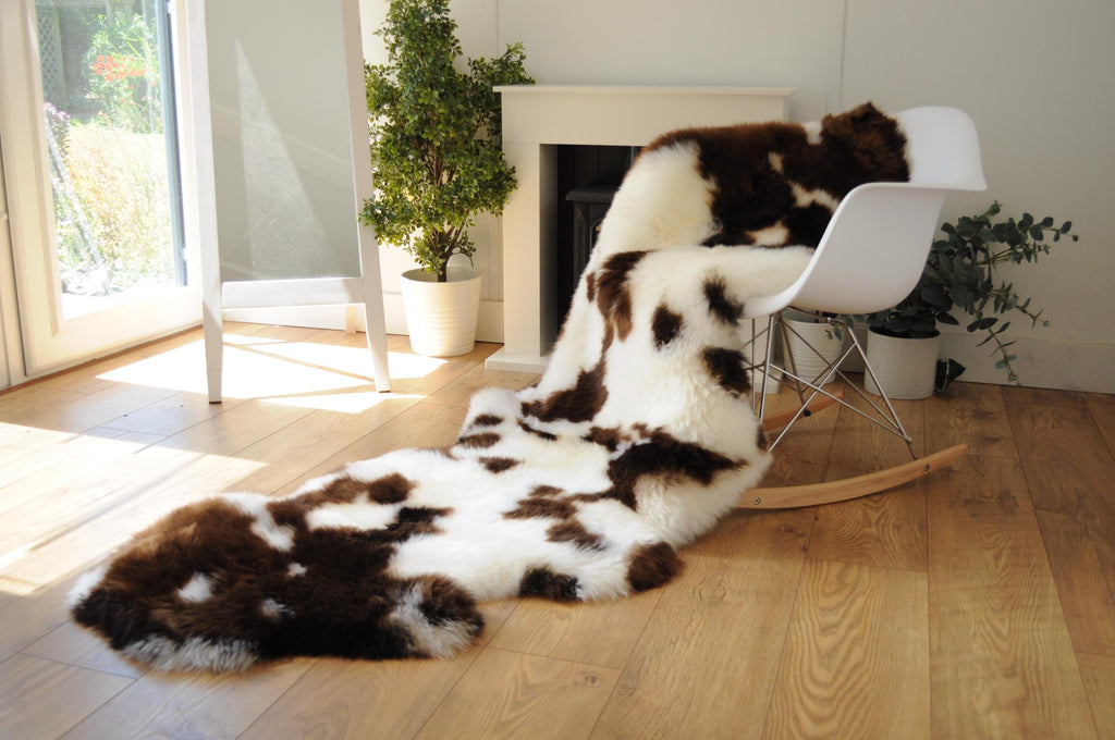 Sheepland Double Long Fur Sheepskin Rugs - Dyed Jacob Style