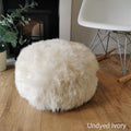 Handmade British Ivory Sheepskin Pouffe for Luxury Home Decor