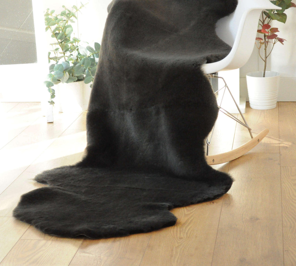100% British Twinface Double Sheepskin Rug in Deep Chocolate – Handmade in Somerset