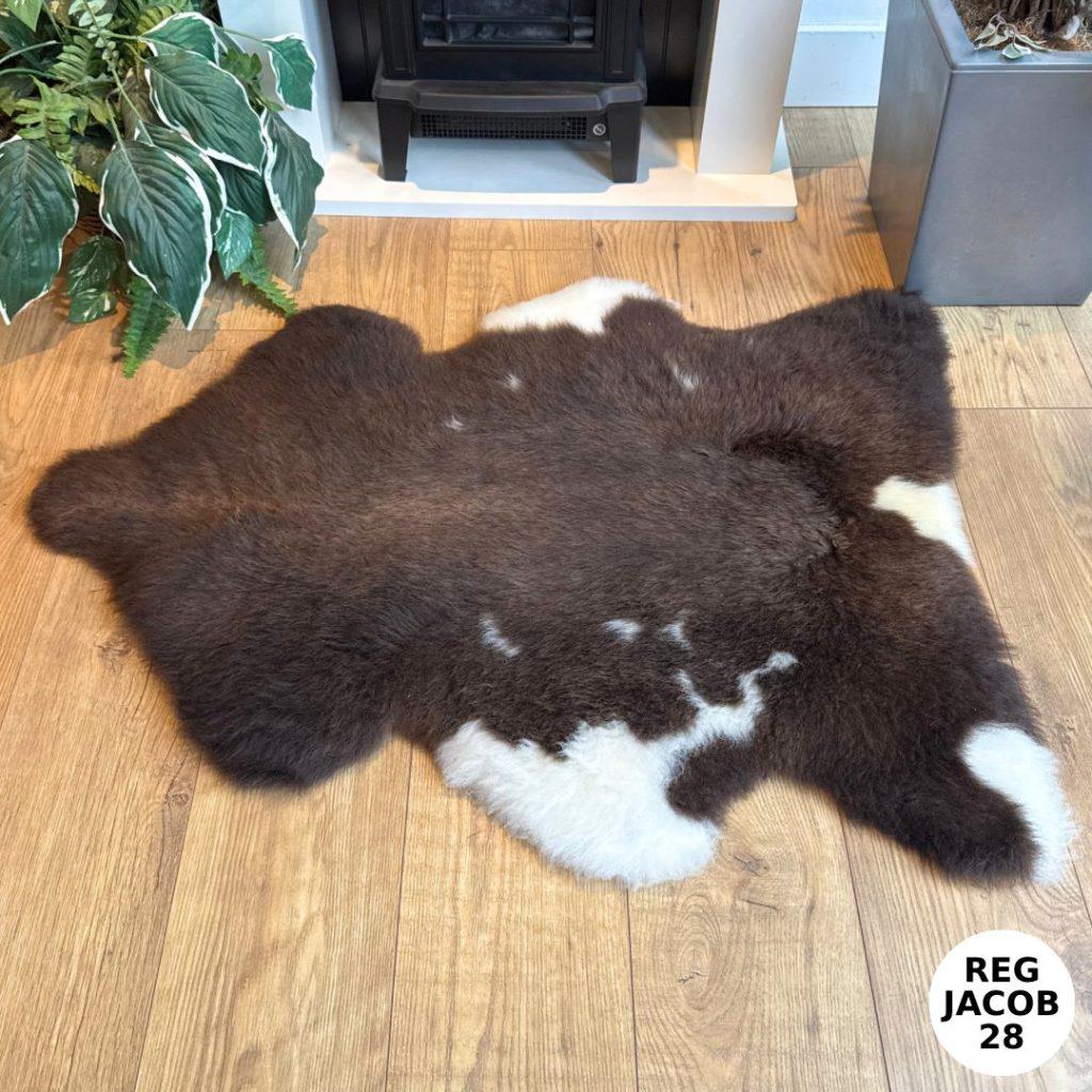 100% British Regular Jacob Undyed Rare Breed Sheepskin Rug - Reg Jacob 28