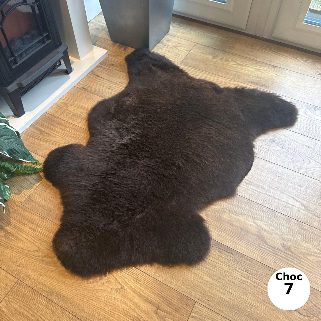 100% Undyed British & EU Rare Breed Sheepskin Rugs in Natural Brown