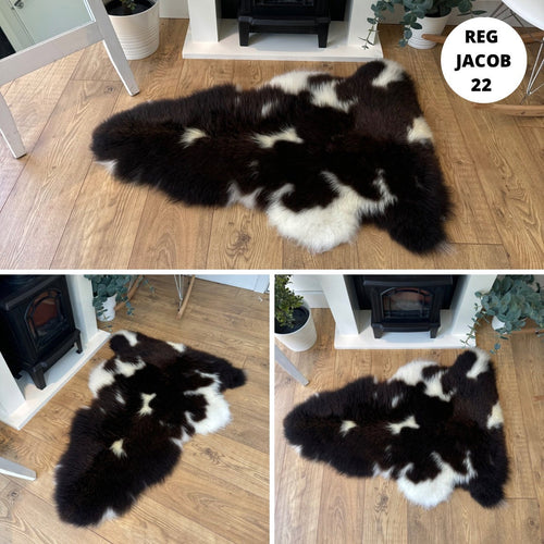 100% British Regular Jacob Undyed Rare Breed Sheepskin Rug - Reg Jacob 22