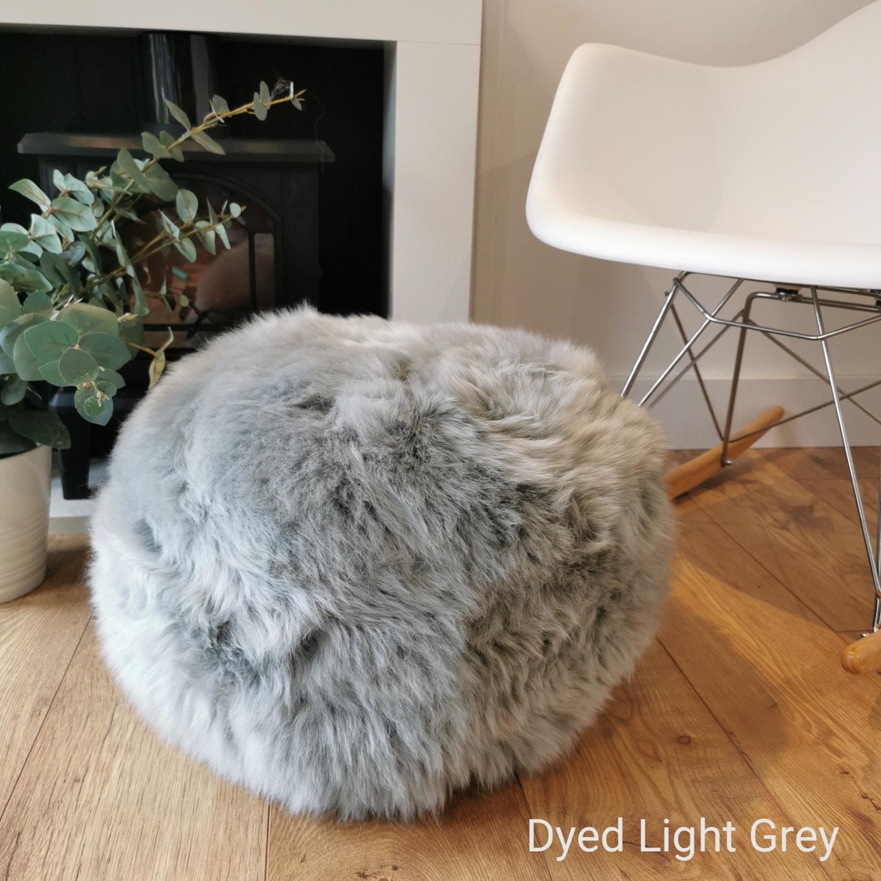 Luxury Handmade Grey British Sheepskin Pouffe