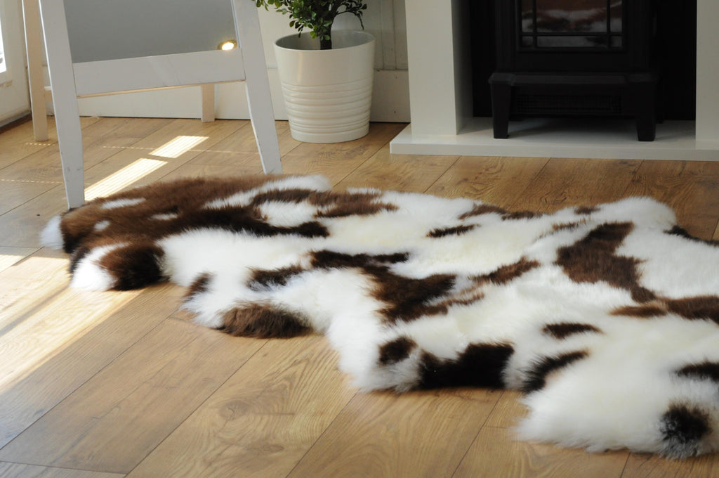 Sheepland Double Long Fur Sheepskin Rugs - Dyed Jacob Style