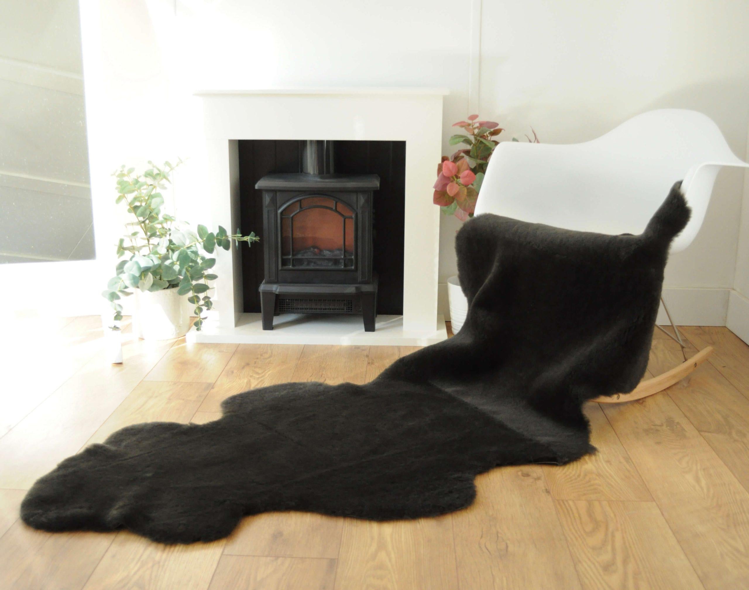 100% British Twinface Double Sheepskin Rug in Deep Chocolate – Handmade in Somerset