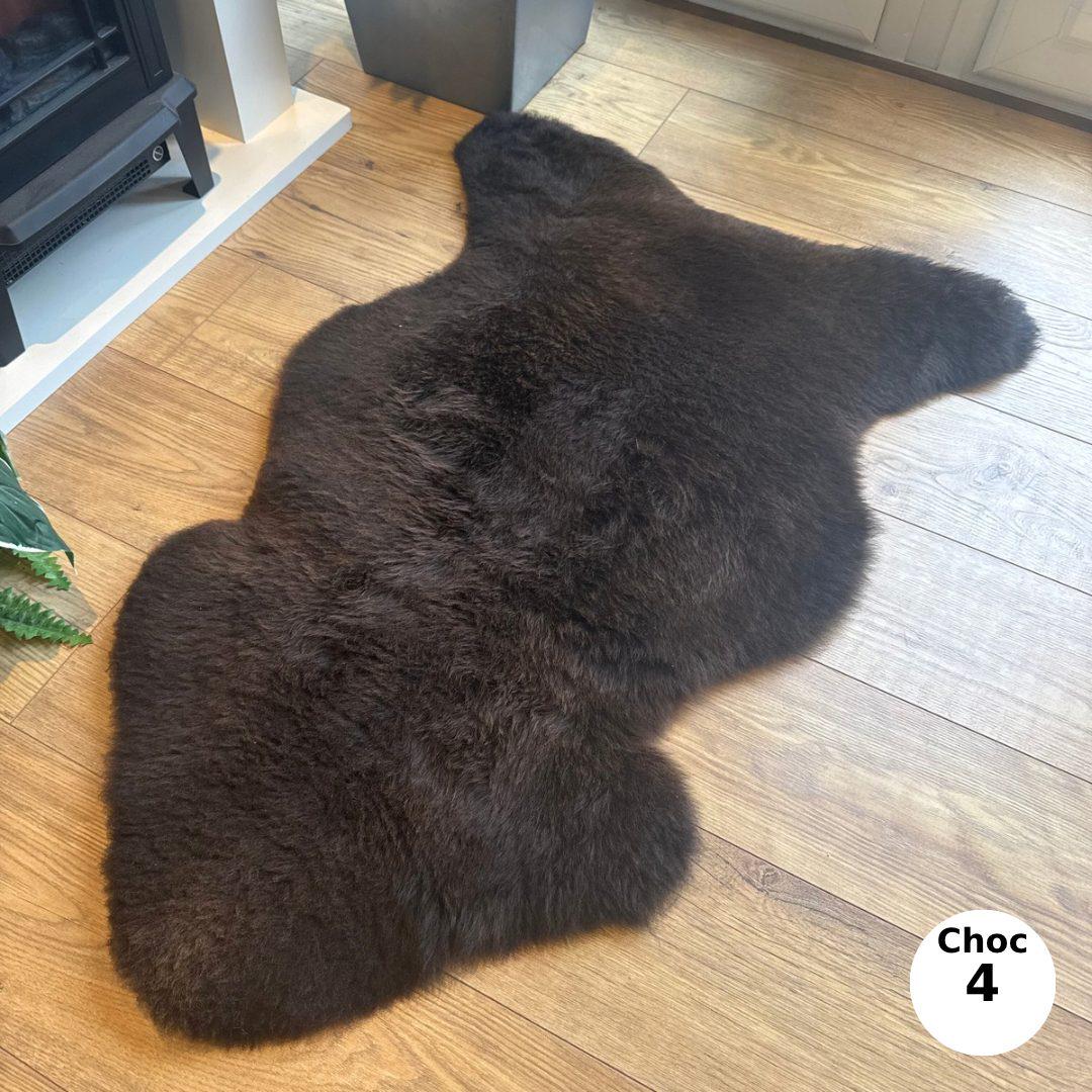 100% Undyed British & EU Rare Breed Sheepskin Rugs in Natural Brown